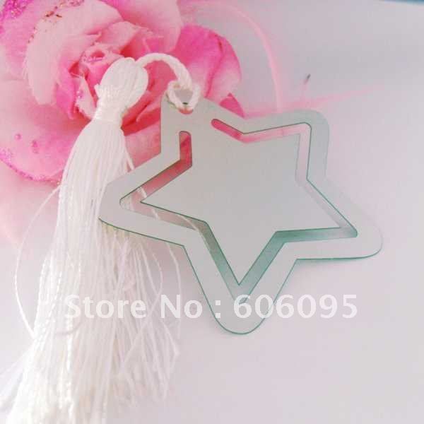wholesale-wholesale and retail silver fashion staniless steel five-pointed star bookmarks bx10047 60x63mm 5pcs/lot